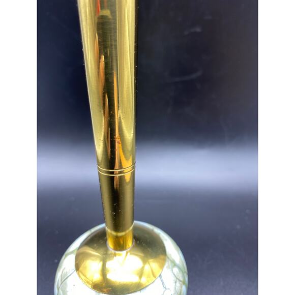 Vintage 1950's‎ Delft Holland Blue Hand Painted Brass & Ceramic Bud Vase 9" - Picture 4 of 10